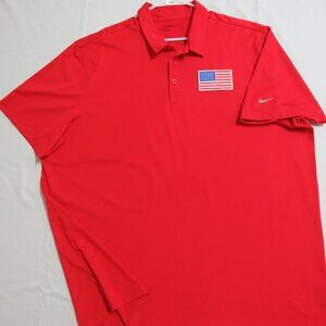 L-2XL USA Red Nike Dri-Fit Men's db #D05 Golf Polo Shirt